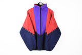 Vintage Jacket Wolfskin Fleece Half Zip Large multicolor blue red 90s sport streetwear style winter ski