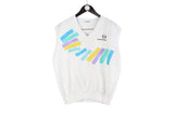 Vintage Sergio Tacchini Vest Large / XLarge white sleeveless 90s tennis jumper v-neck pullover retro court made in Italy