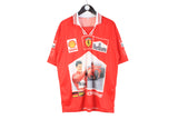 Vintage Michael Schumacher T-Shirt XLarge / XXLarge red big logo Ferrari 90s polyester shirt