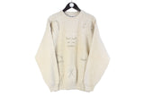 Vintage Jc De Castelbajac Sweater Large beige 90s crewneck pullover retro jumper authentic luxury made in Italy pullover