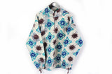 Vintage Fleece 1/4 Zip Large white multicolor 90s sweater