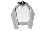 Vintage Nike Hoodie Full Zip Women's Medium white gray 00's big logo air