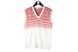 Vintage Lacoste Vest Small white red 90s retro cotton sleeveless jumper