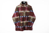 Vintage Fleece 1/4 Zip Small red brown 90s retro style sweater