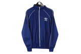 Vintage Adidas Track Jacket Medium navy blue full zip cardigan 80s retro style