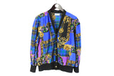 vintage VERSUS GIANNI VERSACE cardigan authentic light sweater print luxury style retro Size M pattern 90s 80s luxury outfit button up wear