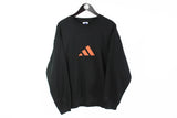Vintage Adidas Sweatshirt Large black big logo 90s crewneck authentic retro style