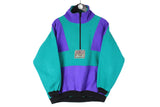 Vintage Fleece Half Zip Small green purple 90's retro style sweater