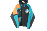 Vintage Miami Dolphins Apex One Jacket Large big logo NFL Football sport USA jacket made in Hong Kong black green orange 90s