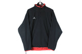 Vintage Adidas Fleece Double Sided Large black 1/4 zip 90's retro style sweater