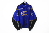 Vintage Subaru Jacket XXLarge blue big logo 90s sport style windbreaker World Rally Team 90s