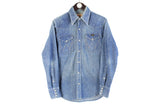 Vintage Wrangler Shirt Women’s Large blue USA classic denim style 90s retro blouse