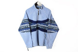 Vintage Salewa Fleece 1/4 Zip Large Polarlite blue abstract pattern outdoor 90s sweater