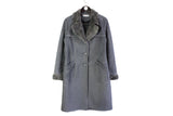 vintage BALMAIN authentic Sheepskin Style Polyester Coat Long Sleeve Fur Coat Jacket Size 42 retro 90s 80s womens Collar luxury outfit gray