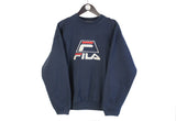 Vintage Fila Sweatshirt Medium navy blue big logo 90's crewneck jumper