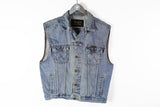 Vintage Wrangler Denim Vest XLarge / XXLarge blue 90s retro style sleeveless jacket