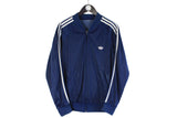 Vintage Adidas Bomber Track Jacket Medium navy blue 80s retro style full zip windbreaker