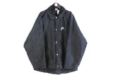 Vintage Nike Jacket black collared windbreaker snap button front logo authentic wear 90's style basic streetwear