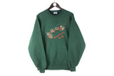 Vintage Christmas Sweatshirt Large green made in USA Merry Christmas to all crewneck jumper