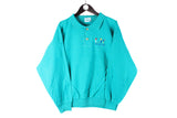 Vintage Golf Sweatshirt Small blue embroidery logo collared jumper 90s