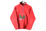 Vintage Sergio Tacchini Fleece 1/4 Zip Women's Large red 90's authentic nature pattern sweater