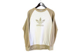 Vintage Adidas Sweatshirt big logo white beige longsleeve pullover cotton jumper authentic crewneck