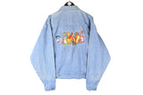 Vintage Winnie The Pooh Denim Jacket jeans coat heavy big embroidery logo cotton Disney Family cartoon