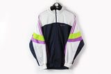 Vintage Adidas Track Jacket Large white navy blue 90s sport style windbreaker