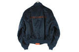 Chevignon Bomber Jacket Medium big logo flight navy blue orange sport style coat