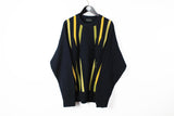 Vintage Carlo Colucci Sweater XXLarge navy blue yellow 90s sweater