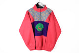 Vintage Fleece 1/4 Zip Medium pink multicolor 90's retro style sweater
