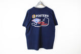 Vintage Fosters Formula 1 Grand Prix T-Shirt XLarge navy blue 90s sport F1 tee big logo push the circuit