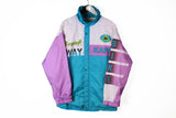 Vintage Kappa Jacket Medium multicolor purple big logo 90's made in Italy Bike windbreaker