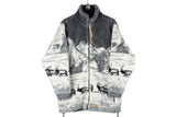Vintage Fleece Full Zip Women's XLarge nature animal mountains pattern 90s ski cozy sweater