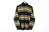 Vintage Paul & Shark Sweater Large rugby shirt striped pattern velour 90s