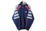 Vintage Adidas Track Jacket Large blue 90s big logo retro style full zip windbreaker