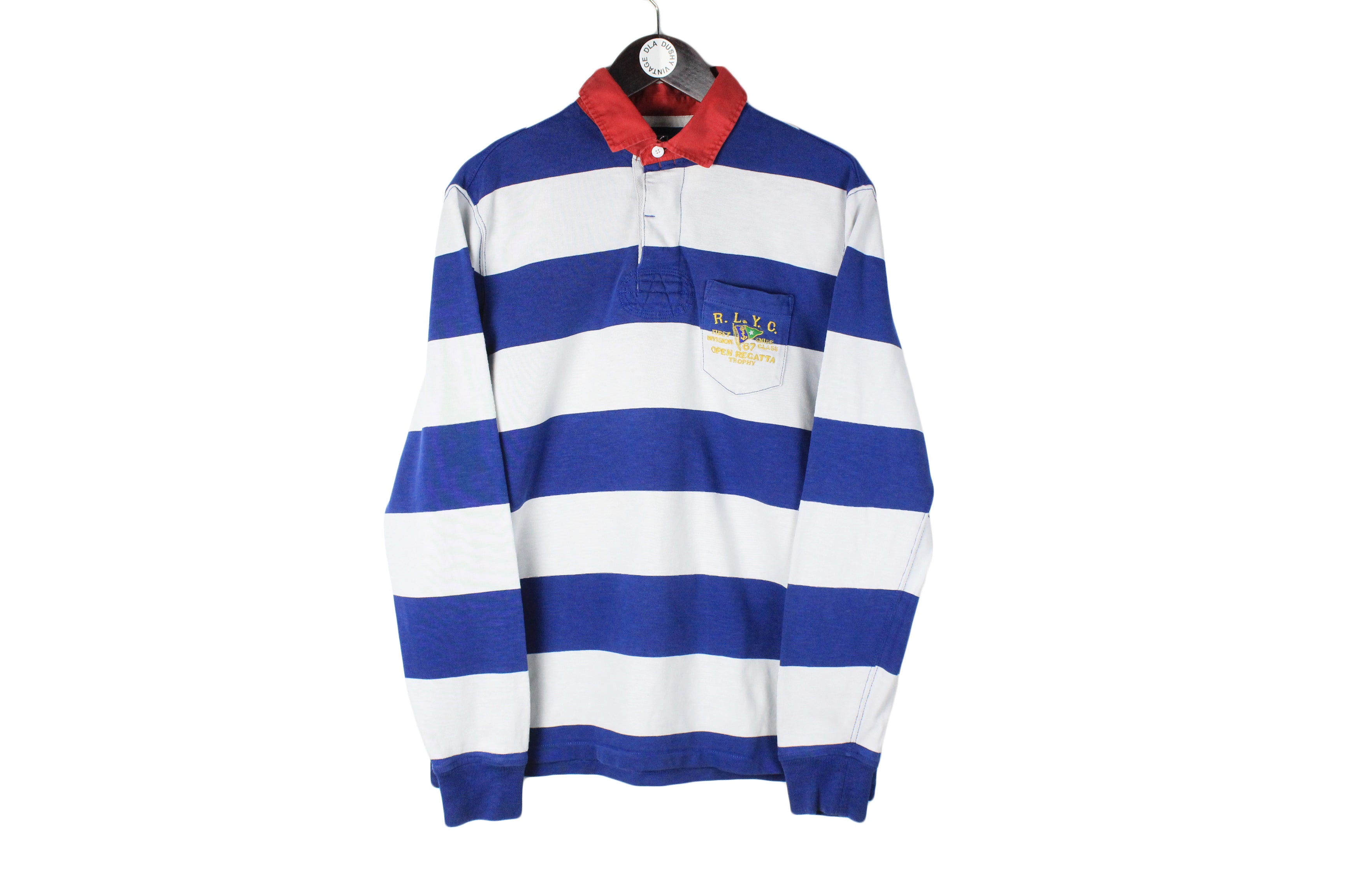 Vintage 90's Ralph Lauren White Blue Stripe RL Polo Club 1967 Logo Rugby Shirt  3xb -  Ireland