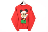 Vintage Mickey Mouse Disney Sweatshirt Large red big logo 90s crewneck