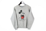 Vintage Mickey Mouse Disney Sweatshirt Women's Large gray big logo 80s made in USA cartoon crewneck