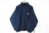 Vintage Reebok Jacket Medium / Large navy blue hooded jacket big logo 90s sport UK