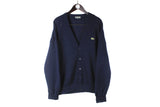Vintage Lacoste Cardigan Large / XLarge Navy Blue sweater 90s made in France pullover