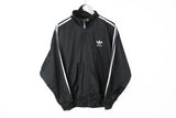 Vintage Adidas Track Jacket Medium black classic 3 white stripes 90s windbreaker