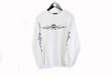 Vintage Harley-Davidson T-Shirt Long Sleeve Medium white gray 90s fire big logo made in USA