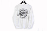 Vintage Harley-Davidson T-Shirt Long Sleeve Medium white gray 90s fire big logo made in USA Lombardi's Staten Island New York