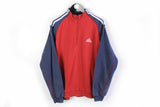 Vintage Adidas Sweatshirt 1/4 Zip Large red blue classic 00s sport style small logo jumper