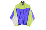 Vintage Puma Track Jacket Women's Large oversize full zip sport wear retro authentic athletic windbreaker big logo 90's style training clothing acid multicolor
