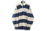 Vintage TinTin Rugby Shirt XLarge / XXLarge striped pattern small logo Tin Tin Adventures collared 90s cartoon made in Belgium