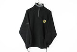 Vintage Ferrari Fleece 1/4 Zip Small 1996 90s black michael schumacher small logo winter soft sweater