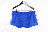 Vintage Adidas Shorts XXLarge blue cotton 80s retro style classic shorts