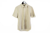 Vintage Jil Sander Blouse Women's 40 beige half sleeve shirt 90s made in Italy tailor made